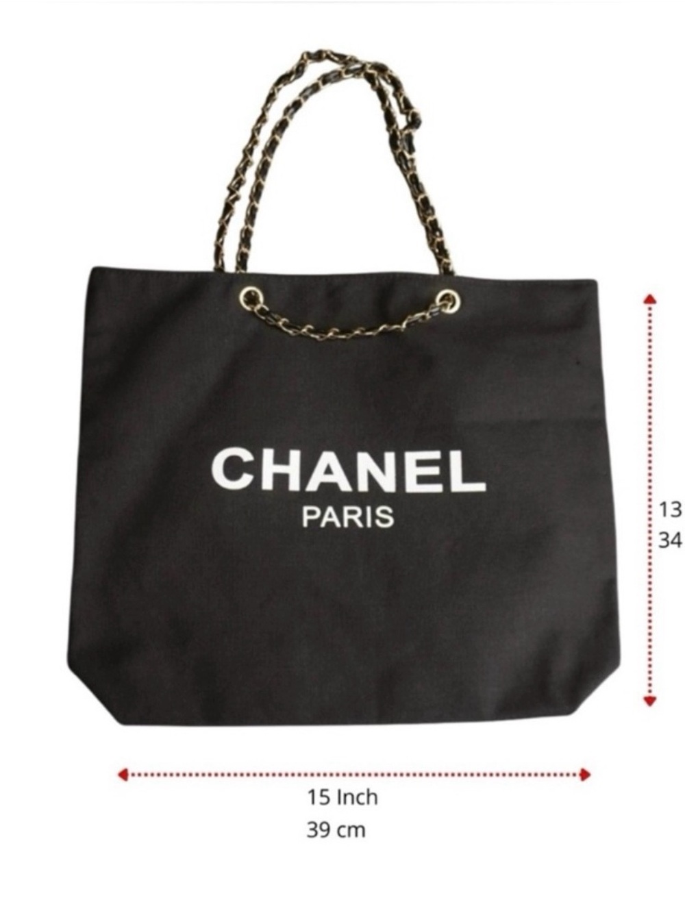 Beauty Black Canvas Tote with Gold and Black Shoulder Straps - Picture 9 of 9